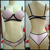 conjunto rosa com poá tamanho g