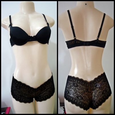 conjunto renda preto tamanho p